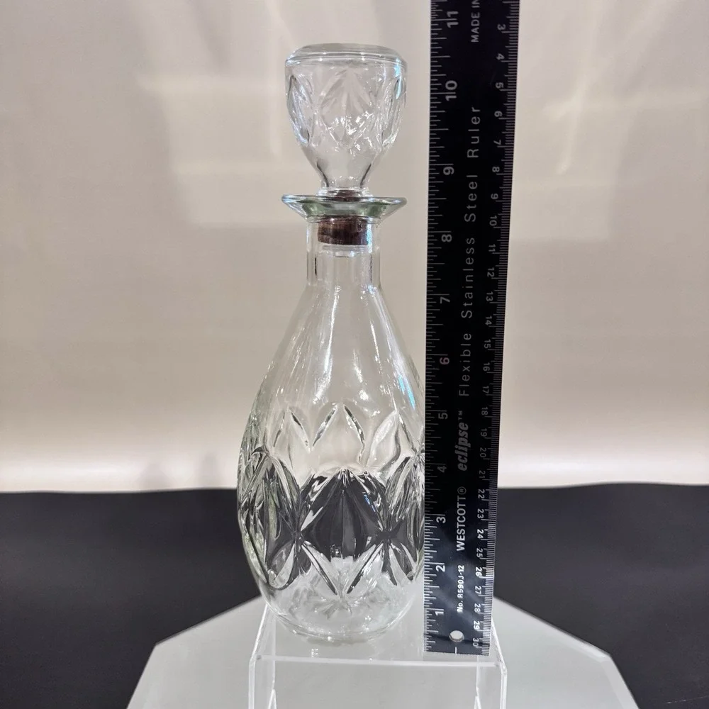 Vintage Illinois Glass‎ Co Clear Cut Glass Liquor Decanter W Cork Seal